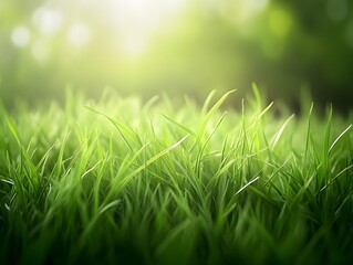 Close Up Shot of Green Grass with a Sunny Background