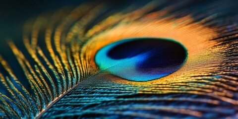 Obraz premium Close-up of a peacock feather's eye.