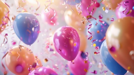 Festive birthday balloons and streamers for a joyful party