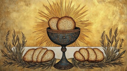 A chalice with bread icon, representing the Last Supper and communion