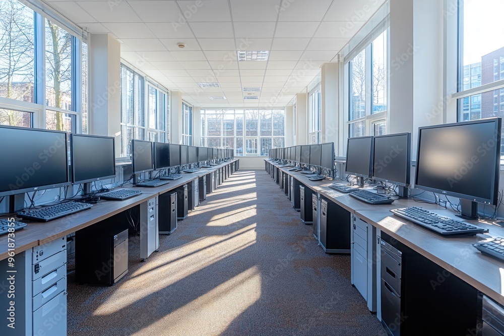 Canvas Prints Computer Lab in a Modern Building