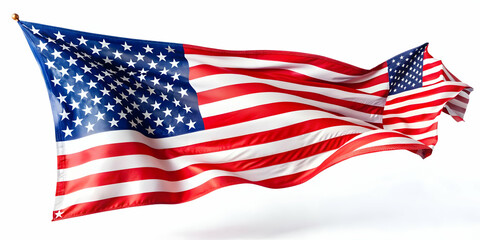Fototapeta premium 3D Stars and Stripes Icon Floating Freely in the Air - A Captivating Symbol of Freedom and Unity for Veterans Day, Isolated on White Background