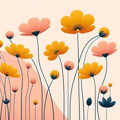 Floral seamless pattern with flowers and leaves Decorative vector pattern abstract background