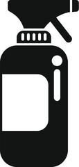 Simple black glyph representing a cleaning spray bottle, ideal for websites or apps about housekeeping