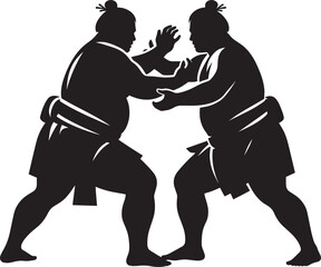 Sumo fight silhouette vector illustration isolated on a white background