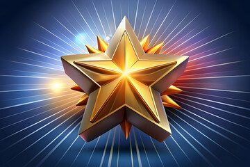 Dynamic Abstract Glowing Star with Radiant Light Rays Against Deep Gradient Background Celebrating Hari Pahlawan - Vibrant Digital Art Photo Stock Concept