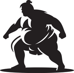 Sumo fight silhouette vector illustration isolated on a white background