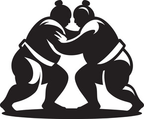 Sumo fight silhouette vector illustration isolated on a white background