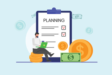 Management of finance concept.. Colored flat vector illustration isolated.