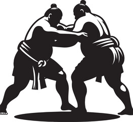 Fototapeta premium Sumo fight silhouette vector illustration isolated on a white background