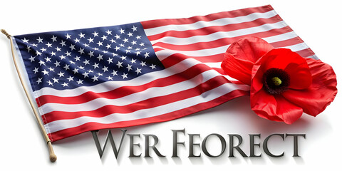 Obraz premium American Flag & Poppy Abstract Vector - Never Forget Tribute to Veterans, Clean Design for Memorials & Veterans Day Remembrance