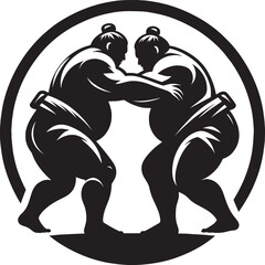 Sumo fight silhouette vector illustration isolated on a white background