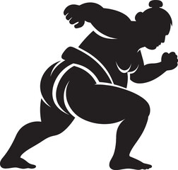 Sumo fight silhouette vector illustration isolated on a white background