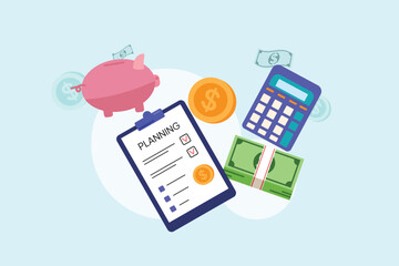 Management of finance concept.. Colored flat vector illustration isolated.