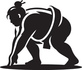 Sumo fight silhouette vector illustration isolated on a white background