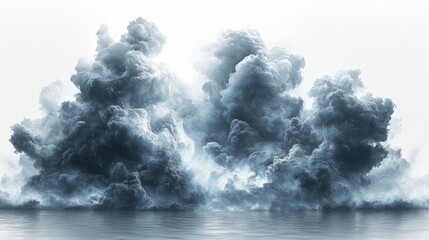 Obraz premium A dramatic storm cloud, dark and brooding, heavy with rain, powerful and intense, isolated on white background