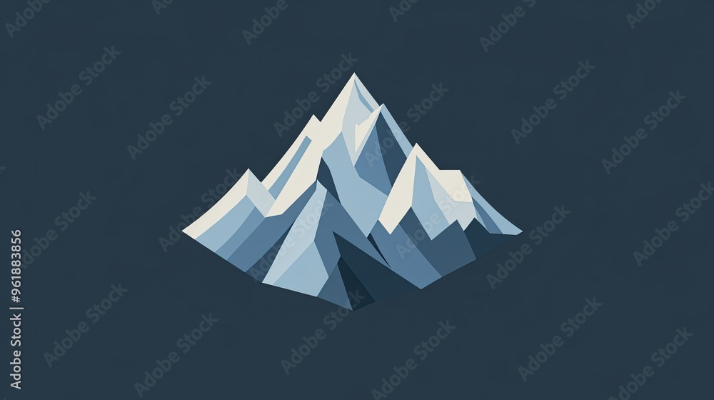 Fototapete Abstract mountain icon in a flat design, using a monochromatic color scheme. The peaks are smooth and stylized, giving a contemporary feel to the graphic.