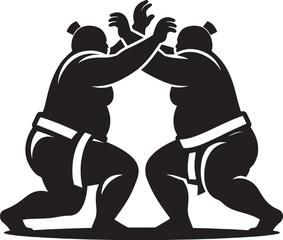 Sumo fight silhouette vector illustration isolated on a white background