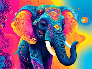 Obraz premium Painted Decorated Elephant