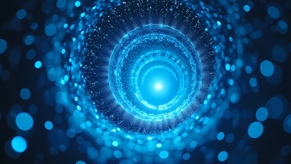 Obraz premium Radiant Blue Spiral of Light with Floating Particles