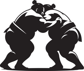 Obraz premium Sumo fight silhouette vector illustration isolated on a white background