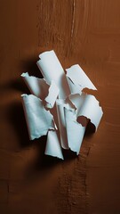 Ripped white paper against a brown background