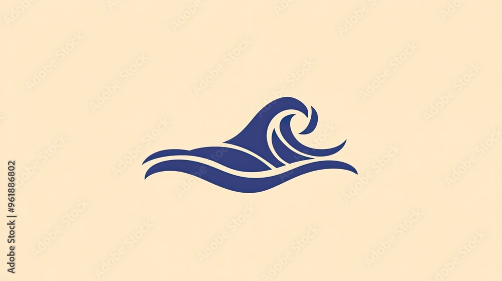 Poster sea icon with a bold wave design, featuring sharp lines and a minimalist style. the icon is placed o