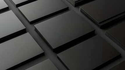 Obraz premium Mockup black textured business cards on black paper background