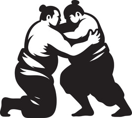 Sumo fight silhouette vector illustration isolated on a white background