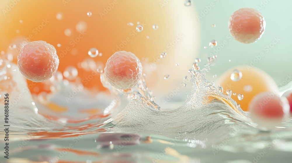 Poster ethereal caviar dreams: floating geometric shapes and soft textures in abstract background