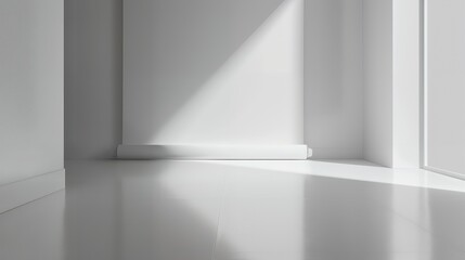 Obraz premium Clean Blank White Roll-Up Banner Mockup on White Background – Perfect for Advertising, Trade Shows, and Marketing Campaigns