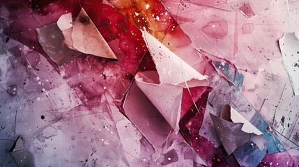 Dadaism background of torn paper geometric shapes and soft ambient light