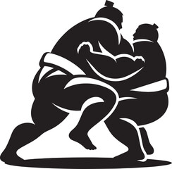 Sumo fight silhouette vector illustration isolated on a white background