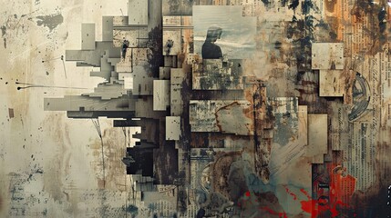 Surreal objects and distorted images float on a textured Dadaism backdrop