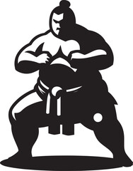 Sumo fight silhouette vector illustration isolated on a white background