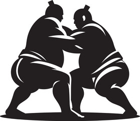 Sumo fight silhouette vector illustration isolated on a white background