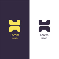 Modern, bold logo design features an abstract letter "H" symbol, perfect for branding, corporate identity, and businesses seeking a professional yet creative look.