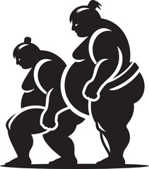 Sumo fight silhouette vector illustration isolated on a white background