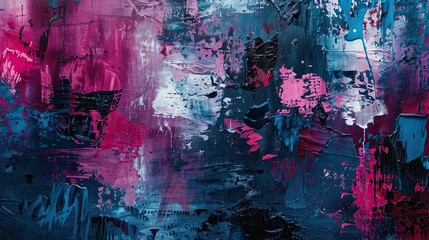 Deep blues and pinks with rough textures create a chaotic Neo-Expressionism wallpaper