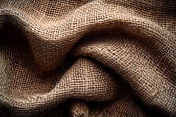 A detailed rustic burlap texture background with a coarse fabric weave, perfect for organic and natural product displays and presentations