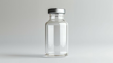 Pristine Empty Glass Medical Bottle Perfect for Pharmaceutical and Health Product Presentations on a Pure White Background
