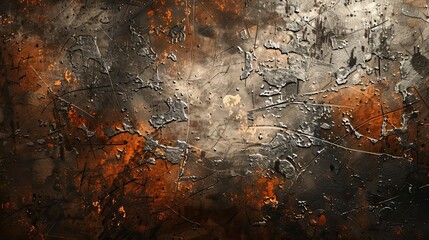 Metallic silver and sienna patterns with rough textures on a Neo-Expressionism background