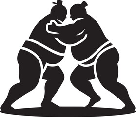 Sumo fight silhouette vector illustration isolated on a white background