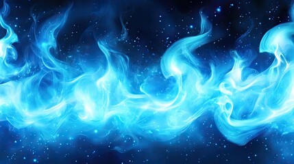 Fototapeta premium Blue flames background. Abstract background blue white flames cartoon anime
