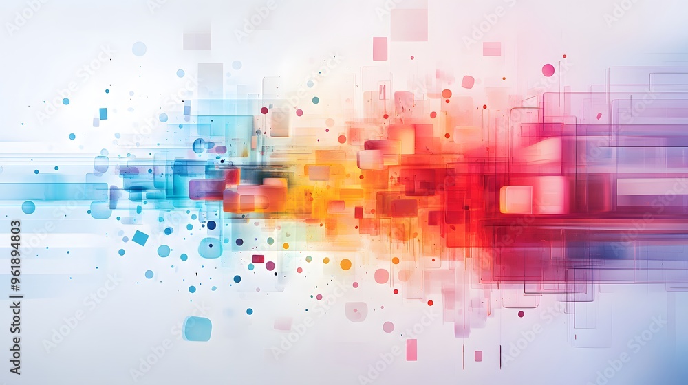 Poster abstract geometric background with colorful shapes and overlapping layers.