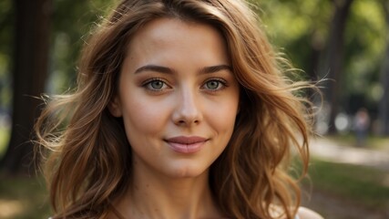 Fototapeta premium close-up of beautiful girl with curly hair on street