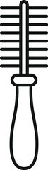 Simple line icon of a hair comb with a wooden handle, evoking hairdressing and grooming