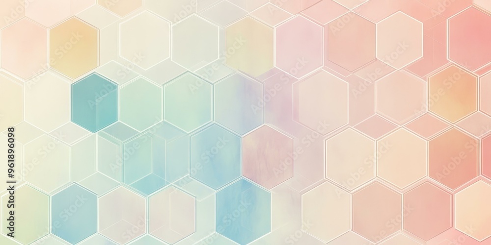 Poster pastel colored hexagonal pattern background.