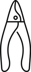 Simple line drawing of dog nail clippers, ideal for websites or apps related to pet care
