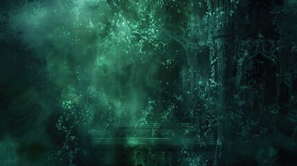 Fototapeta premium Gothic backdrop with intricate lace velvety textures and eerie green light